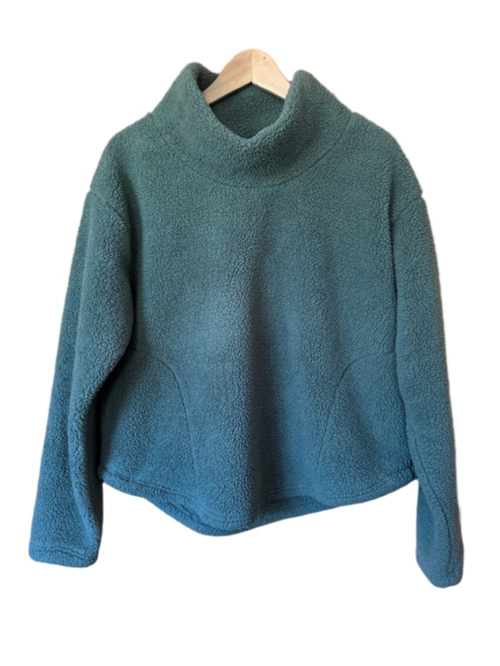 Serra cropped heavy fleece funnel neck olive green top size large
